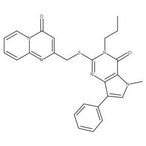 2-(((5-methyl-4-oxo-7-phenyl-3-propyl-4,5-dihydro-3H-pyrrolo[3,2-d]pyrimidin-2-yl)thio)methyl)-4H-pyrido[1,2-a]pyrimidin-4-one Structure