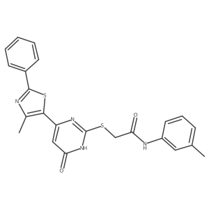 2-((4-(4-methyl-2-phenylthiazol-5-yl)-6-oxo-1,6-dihydropyrimidin-2-yl)thio)-N-(m-tolyl)acetamide结构式