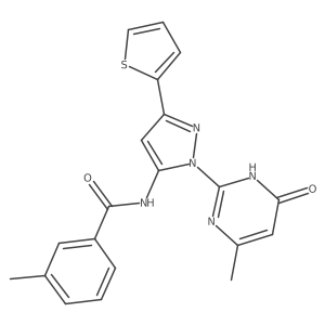 3-methyl-N-[1-(4-methyl-6-oxo-1,6-dihydropyrimidin-2-yl)-3-(thiophen-2-yl)-1H-pyrazol-5-yl]benzamide结构式