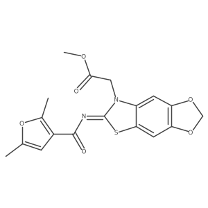(E)-methyl 2-(6-((2,5-dimethylfuran-3-carbonyl)imino)-[1,3]dioxolo[4',5':4,5]benzo[1,2-d]thiazol-7(6H)-yl)acetate Structure