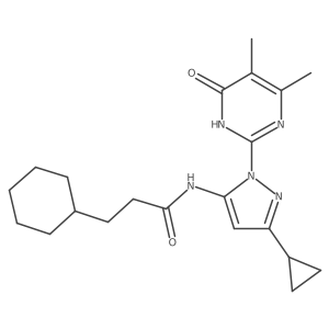 3-cyclohexyl-N-(3-cyclopropyl-1-(4,5-dimethyl-6-oxo-1,6-dihydropyrimidin-2-yl)-1H-pyrazol-5-yl)propanamide结构式