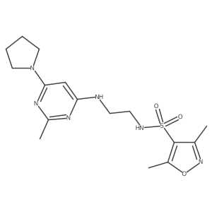 3,5-dimethyl-N-(2-((2-methyl-6-(pyrrolidin-1-yl)pyrimidin-4-yl)amino)ethyl)isoxazole-4-sulfonamide结构式