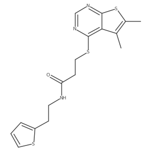 3-[(5,6-dimethylthieno[2,3-d]pyrimidin-4-yl)sulfanyl]-N-[2-(thiophen-2-yl)ethyl]propanamide Structure