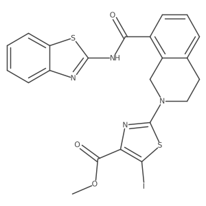 methyl 2-(8-(benzo[d]thiazol-2-ylcarbamoyl)-3,4-dihydroisoquinolin-2(1H)-yl)-5-iodothiazole-4-carboxylate Structure