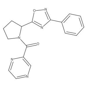 2-{[2-(3-Phenyl-1,2,4-oxadiazol-5-yl)pyrrolidin-1-yl]carbonyl}pyrazine结构式