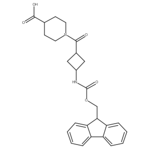 1-[3-({[(9H-fluoren-9-yl)methoxy]carbonyl}amino)cyclobutanecarbonyl]piperidine-4-carboxylic acid Structure
