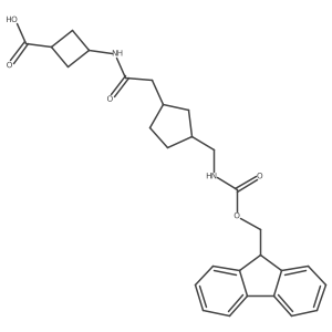 3-(2-{3-[({[(9H-fluoren-9-yl)methoxy]carbonyl}amino)methyl]cyclopentyl}acetamido)cyclobutane-1-carboxylic acid Structure