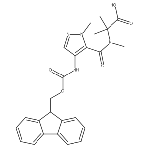 2-{1-[4-({[(9H-fluoren-9-yl)methoxy]carbonyl}amino)-1-methyl-1H-pyrazol-5-yl]-N-methylformamido}-2-methylpropanoic acid Structure