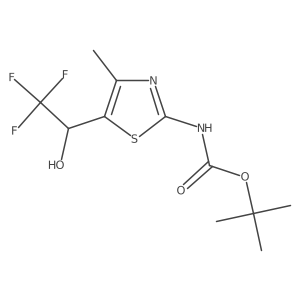 tert-butyl N-{4-methyl-5-[(1S)-2,2,2-trifluoro-1-hydroxyethyl]-1,3-thiazol-2-yl}carbamate结构式