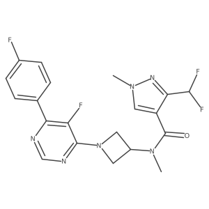 3-(difluoromethyl)-N-{1-[5-fluoro-6-(4-fluorophenyl)pyrimidin-4-yl]azetidin-3-yl}-N,1-dimethyl-1H-pyrazole-4-carboxamide结构式