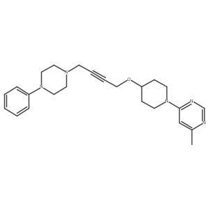 4-Methyl-6-(4-{[4-(4-phenylpiperazin-1-yl)but-2-yn-1-yl]oxy}piperidin-1-yl)pyrimidine结构式