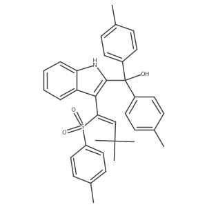 (E)-(3-(3,3-Dimethyl-1-tosylbut-1-en-1-yl)-1H-indol-2-yl)di-p-tolylmethanol Structure
