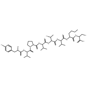 L-Tyrosyl-L-valyl-L-prolyl-L-valyl-L-threonyl-L-valyl-L-methionyl-L-cysteine结构式