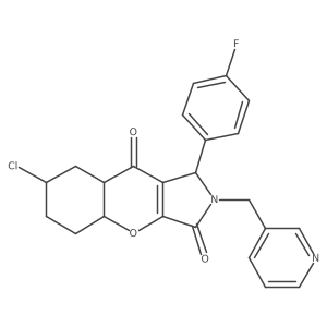 7-chloro-1-(4-fluorophenyl)-2-(pyridin-3-ylmethyl)-4a,5,6,7,8,8a-hexahydro-1H-chromeno[2,3-c]pyrrole-3,9-dione结构式