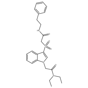 N,N-diethyl-2-(3-((2-oxo-2-(phenethylamino)ethyl)sulfonyl)-1H-indol-1-yl)acetamide结构式
