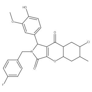 7-chloro-2-[(4-fluorophenyl)methyl]-1-(4-hydroxy-3-methoxyphenyl)-6-methyl-4a,5,6,7,8,8a-hexahydro-1H-chromeno[2,3-c]pyrrole-3,9-dione Structure