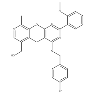 (7-{[(4-Bromophenyl)methyl]sulfanyl}-5-(2-methoxyphenyl)-14-methyl-2-oxa-4,6,13-triazatricyclo[8.4.0.0^{3,8}]tetradeca-1(10),3(8),4,6,11,13-hexaen-11-yl)methanol结构式