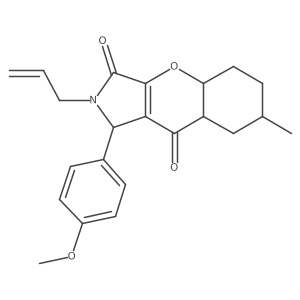 1-(4-methoxyphenyl)-7-methyl-2-prop-2-enyl-4a,5,6,7,8,8a-hexahydro-1H-chromeno[2,3-c]pyrrole-3,9-dione结构式