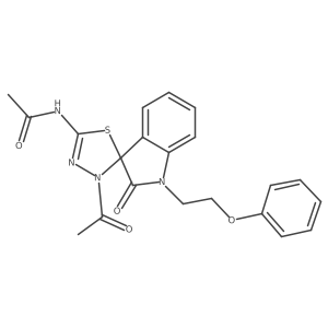 N-[4-acetyl-2'-oxo-1'-(2-phenoxyethyl)spiro[1,3,4-thiadiazole-5,3'-indole]-2-yl]acetamide结构式