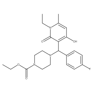 Ethyl 4-((1-ethyl-4-hydroxy-6-methyl-2-oxo-1,2-dihydropyridin-3-yl)(4-fluorophenyl)methyl)piperazine-1-carboxylate结构式