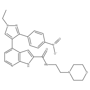 4-[1-ethyl-3-(4-nitrophenyl)-1H-pyrazol-4-yl]-N-[2-(4-morpholinyl)ethyl]-1H-pyrrolo[2,3-b]pyridine-2-carboxamide Structure