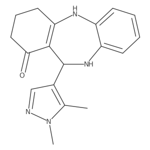 11-(1,5-dimethyl-1H-pyrazol-4-yl)-2,3,4,5,10,11-hexahydro-1H-dibenzo[b,e][1,4]diazepin-1-one结构式