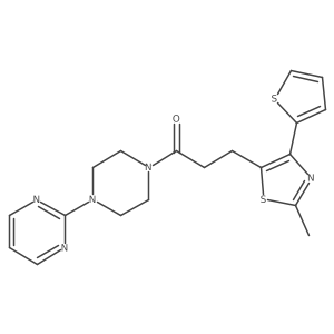 3-(2-Methyl-4-(thiophen-2-yl)thiazol-5-yl)-1-(4-(pyrimidin-2-yl)piperazin-1-yl)propan-1-one结构式