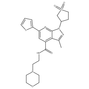 1-(1,1-dioxidotetrahydrothiophen-3-yl)-3-methyl-N-(2-morpholinoethyl)-6-(thiophen-2-yl)-1H-pyrazolo[3,4-b]pyridine-4-carboxamide结构式