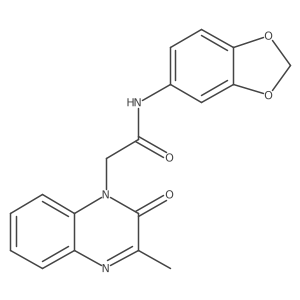N-(2H-1,3-benzodioxol-5-yl)-2-(3-methyl-2-oxo-1,2-dihydroquinoxalin-1-yl)acetamide结构式