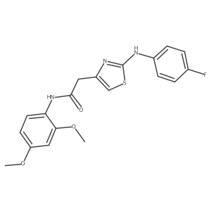COc1ccc(NC(=O)Cc2csc(Nc3ccc(F)cc3)n2)c(OC)c1结构式