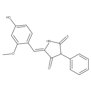 5-[(4-Hydroxy-2-methoxyphenyl)methylidene]-3-phenyl-2-sulfanylideneimidazolidin-4-one Structure