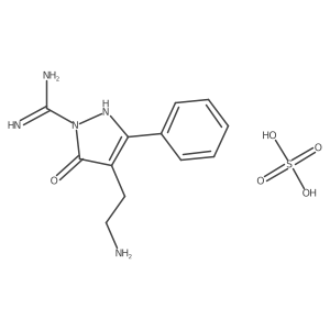 4-(2-Aminoethyl)-5-oxo-3-phenyl-2,5-dihydro-1H-pyrazole-1-carboximidamide sulfate结构式