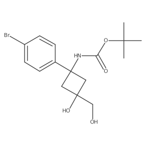 Tert-butyl (1-(4-bromophenyl)-3-hydroxy-3-(hydroxymethyl)cyclobutyl)carbamate结构式