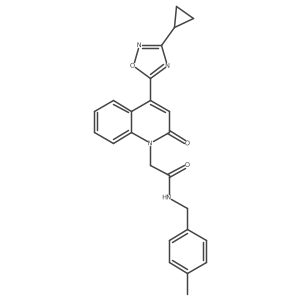 2-[4-(3-cyclopropyl-1,2,4-oxadiazol-5-yl)-2-oxo-1,2-dihydroquinolin-1-yl]-N-[(4-methylphenyl)methyl]acetamide结构式