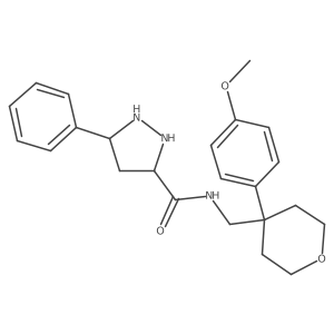 N-[[4-(4-methoxyphenyl)oxan-4-yl]methyl]-5-phenylpyrazolidine-3-carboxamide结构式