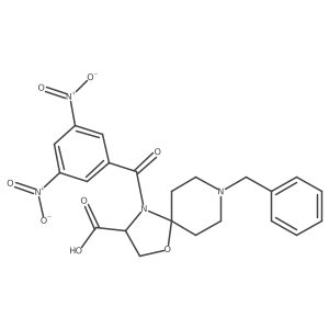 8-Benzyl-4-(3,5-dinitrobenzoyl)-1-oxa-4,8-diazaspiro[4.5]decane-3-carboxylic acid结构式