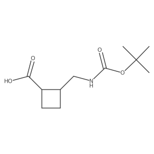 (1S,2S)-2-(((tert-Butoxycarbonyl)amino)methyl)cyclobutanecarboxylic acid结构式