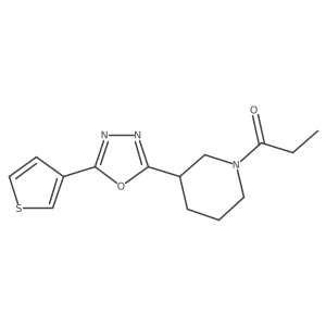 1-(3-(5-(Thiophen-3-yl)-1,3,4-oxadiazol-2-yl)piperidin-1-yl)propan-1-one结构式