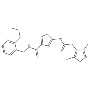 2-(2-(3,5-dimethylisoxazol-4-yl)acetamido)-N-((2-ethoxypyridin-3-yl)methyl)oxazole-4-carboxamide结构式
