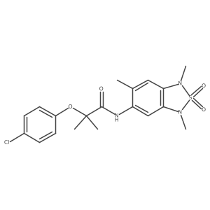 2-(4-chlorophenoxy)-2-methyl-N-(1,3,6-trimethyl-2,2-dioxido-1,3-dihydrobenzo[c][1,2,5]thiadiazol-5-yl)propanamide结构式