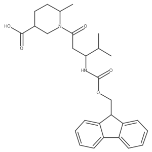 1-[(3S)-3-({[(9H-fluoren-9-yl)methoxy]carbonyl}amino)-4-methylpentanoyl]-6-methylpiperidine-3-carboxylic acid Structure