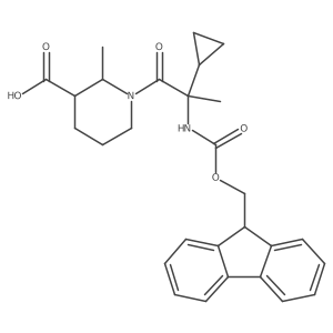 1-[2-cyclopropyl-2-({[(9H-fluoren-9-yl)methoxy]carbonyl}amino)propanoyl]-2-methylpiperidine-3-carboxylic acid Structure