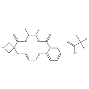 (3'E,9'R,10'R)-9',10'-dimethyl-2',5',7',8',9',10',11',12'-octahydrospiro[azetidine-3,6'-[1,8,11]benzoxadiazacyclotetradecin]-3'-ene-7',12'-dione; trifluoroacetic acid Structure