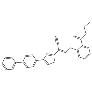 (Z)-ethyl 2-((2-(4-([1,1'-biphenyl]-4-yl)thiazol-2-yl)-2-cyanovinyl)amino)benzoate结构式