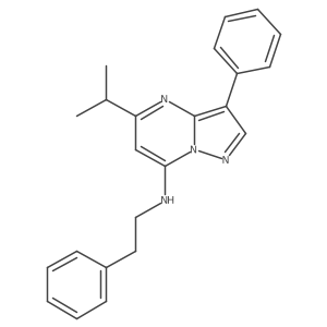 3-phenyl-N-(2-phenylethyl)-5-(propan-2-yl)pyrazolo[1,5-a]pyrimidin-7-amine结构式