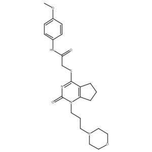N-(4-methoxyphenyl)-2-((1-(3-morpholinopropyl)-2-oxo-2,5,6,7-tetrahydro-1H-cyclopenta[d]pyrimidin-4-yl)thio)acetamide结构式