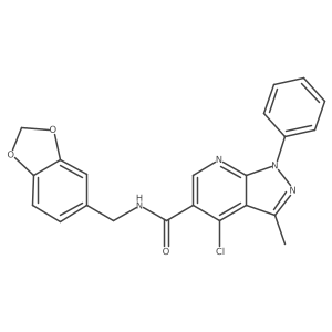 N-(benzo[d][1,3]dioxol-5-ylmethyl)-4-chloro-3-methyl-1-phenyl-1H-pyrazolo[3,4-b]pyridine-5-carboxamide Structure