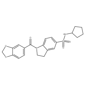 1-(benzo[d][1,3]dioxole-5-carbonyl)-N-cyclopentylindoline-5-sulfonamide结构式