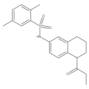 2,5-dimethyl-N-(1-propanoyl-1,2,3,4-tetrahydroquinolin-6-yl)benzene-1-sulfonamide结构式
