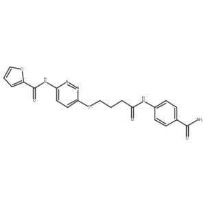 N-(6-((4-((4-carbamoylphenyl)amino)-4-oxobutyl)thio)pyridazin-3-yl)furan-2-carboxamide结构式